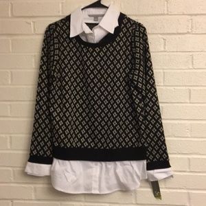 Valerie Stevens Dressy Collar Sweater Size L NWT